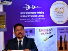 Commodore Siddharth Mishra(Retd), Chairman and Managing Director, BDL seen addressing the press conference PIC 9