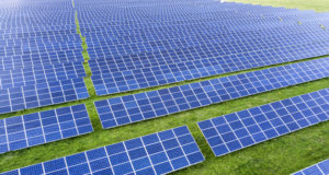 Large field of solar photo voltaic panels system producing renew