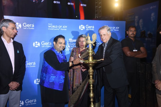 Ceremonial lamp lighting at the opening of the foundation laying event of Gera's World of Joy