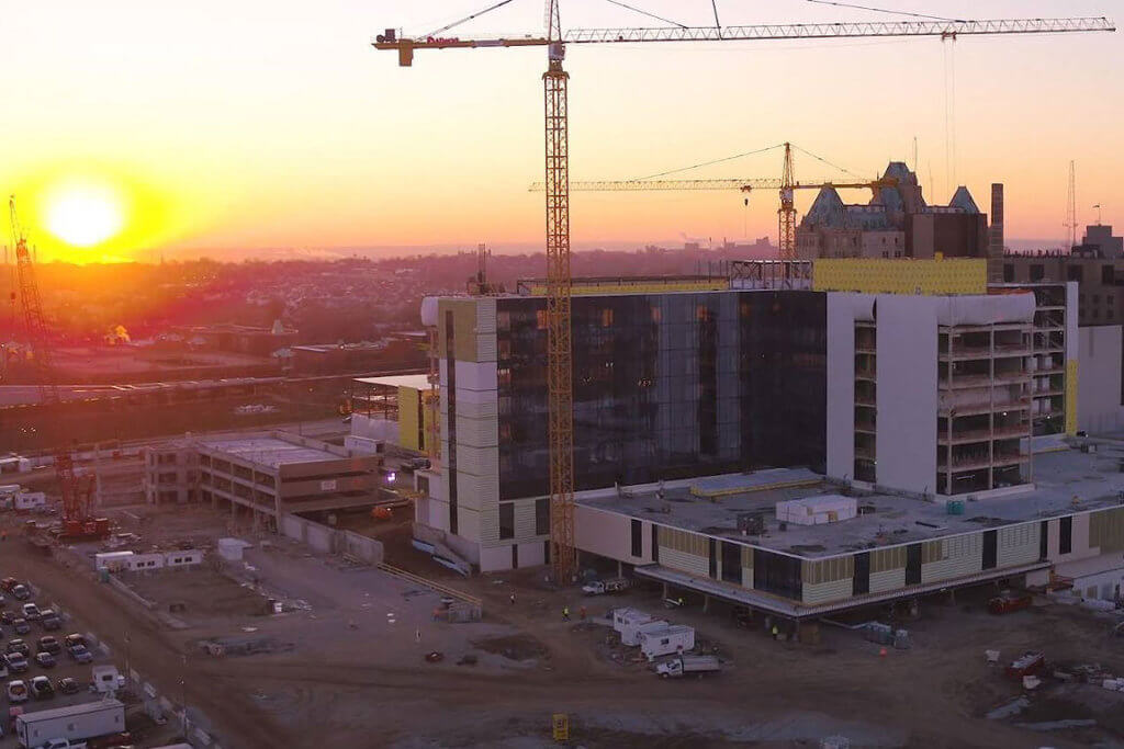 construction of hospital and college buildings