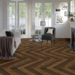 DGVT Veneer Teak Wood & Oak wenge wood_Livingroom Ambiance_Inspire GVT Floor Tiles_195x1200 MM