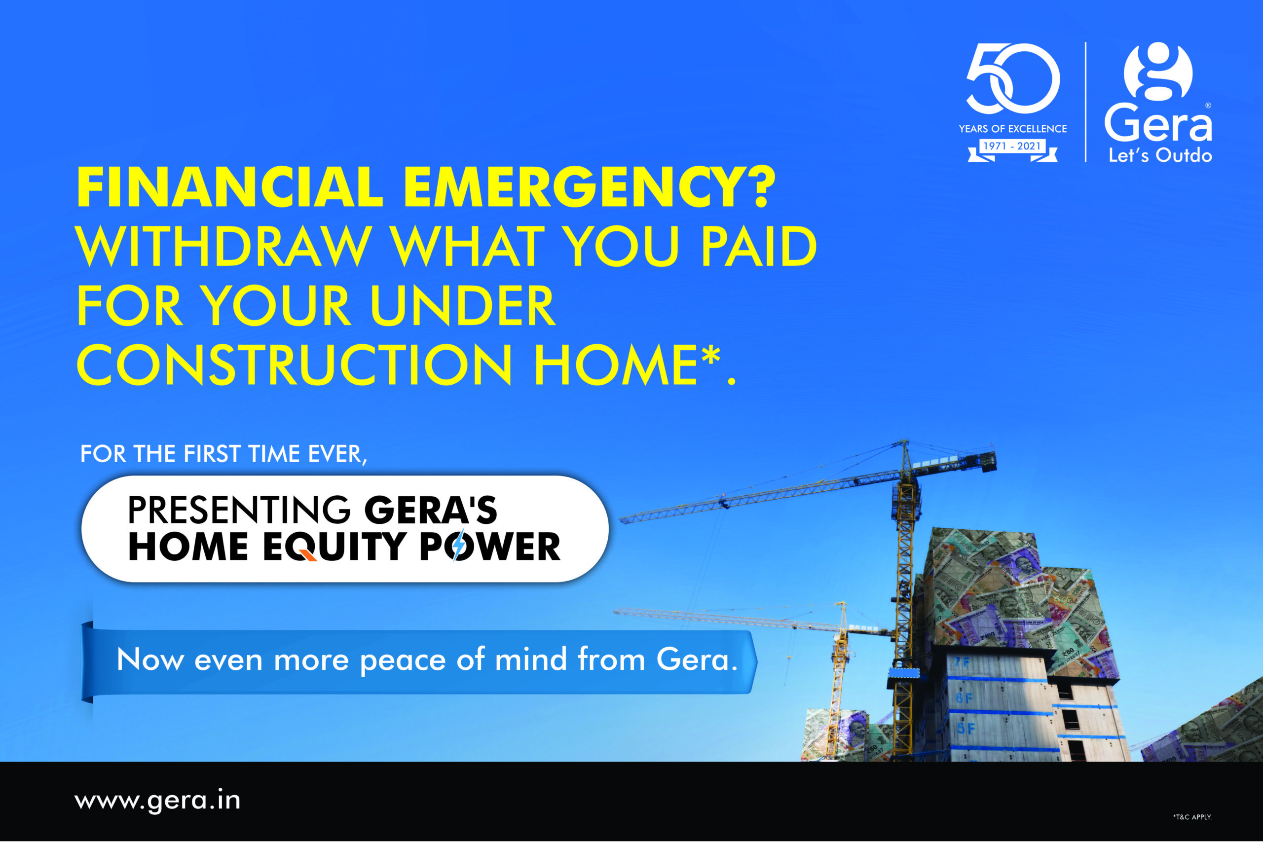 Pune…November 15, 2021…Gera Developments, with a track record of over 50 years, one of the pioneers of the real estate industry and the award-winning creators of premium residential and commercial projects including the innovative ChildCentric® Homes, in Pune, Goa and California, have come up with an unique initiative - Gera's Home Equity Power. This innovation is yet another industry first by Gera Developments to ease the liquidity pressure on their customers and financially empower the home buyers.