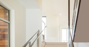 Modern,Staircase,With,Stainless,Steel,Square,Post,Cable,Rail,System