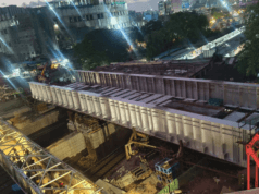 A girder launched for Sion ROB as part of CSMT-Kurla rail expansion project